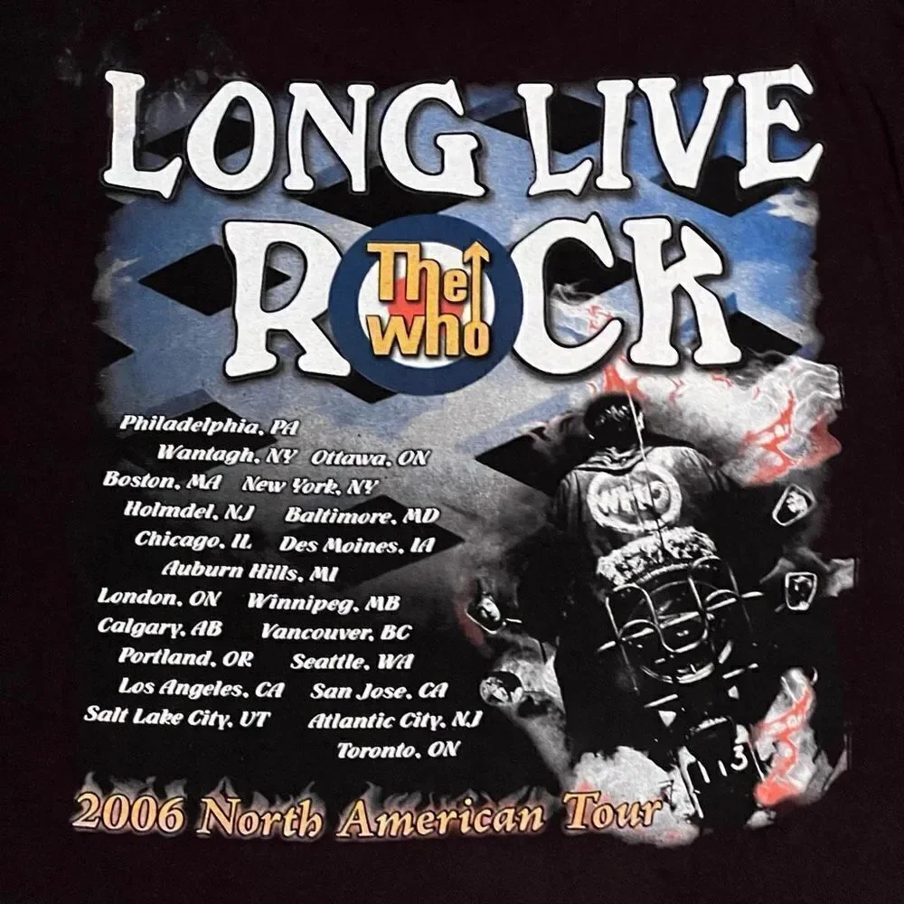VTG ’06 The Who Long Live Rock Tour Black Graphic Tee Shirt / Size L
